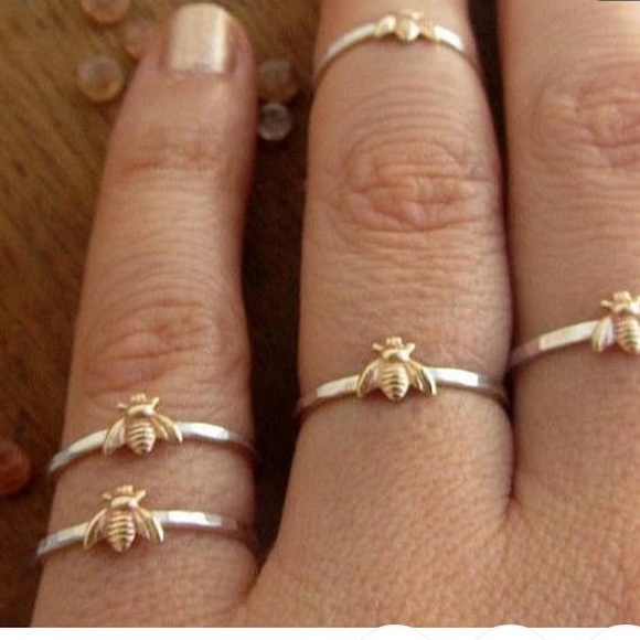 🐝 Queen Bee hammered stamped .925 rings - Picture 5 of 8